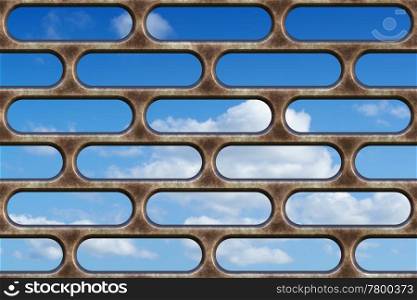 great image of a perfect blue sky through the bars or grill