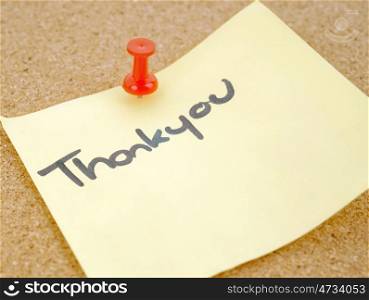 great image of a thankyou note pinned to a corkboard