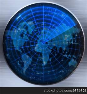 great image of a world map on a sonar or radar screen