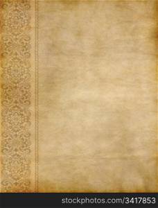 great image of old parchment paper with floral design