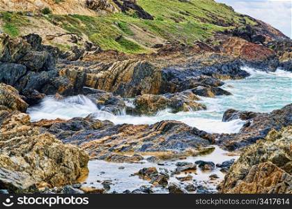 great image of waves and water on rocks