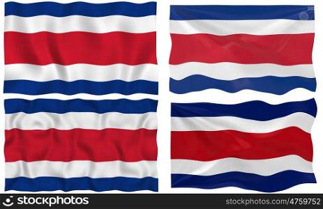 Great Image on white of four Flags of Costa Rica