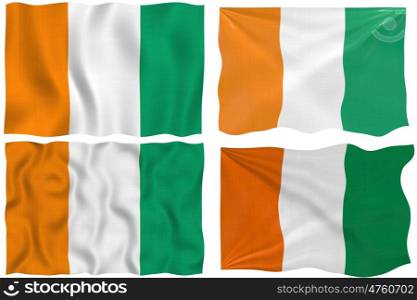 Great Image on white of four Flags of Cote d&rsquo;Ivoire Ivory Coast