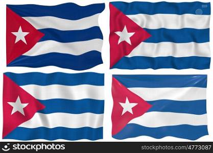 Great Image on white of four Flags of Cuba