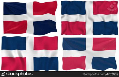 Great Image on white of four Flags of dominican republic