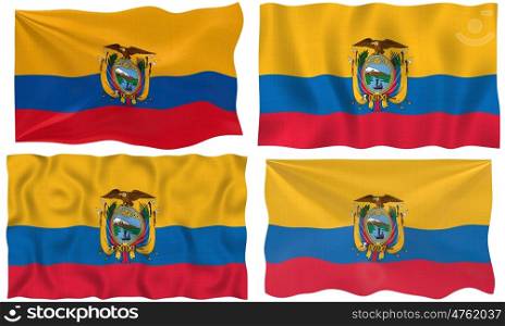Great Image on white of four Flags of Ecuador