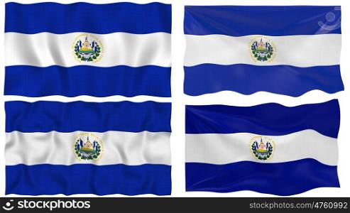 Great Image on white of four Flags of El Salvador