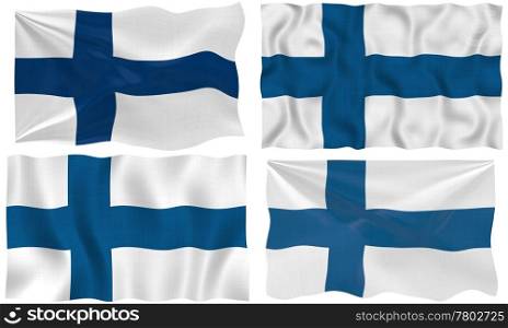 Great Image on white of four Flags of Finland