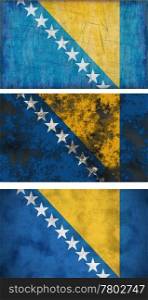 Great Image three grunge flags of Bosnia