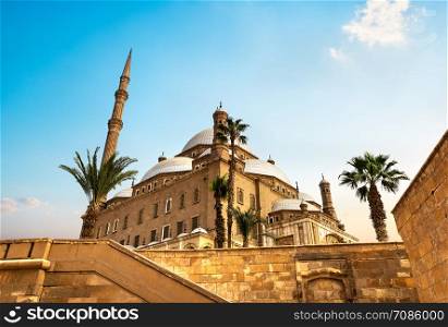 Great Mosque in Cairo Citadel at sunset. Mosque in Citadel at sunset