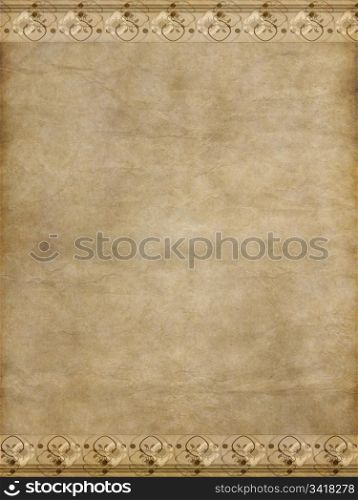 great old paper or parchment background with decorative floral edge