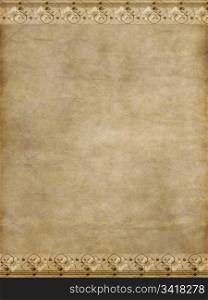 great old paper or parchment background with decorative floral edge