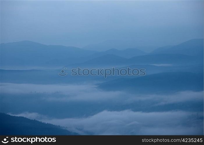 Great Smoky Mountains foggy silhouette, North Carolina, USA