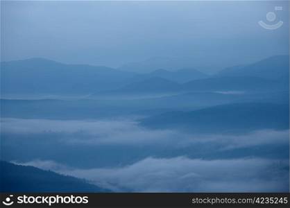 Great Smoky Mountains foggy silhouette, North Carolina, USA