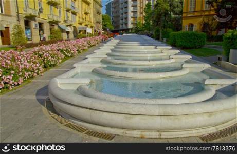 Great terraced fountain in the city of Acqui Terme, Italy