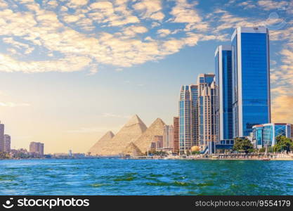 Great view of ancient and modern Cairo, Egypt.