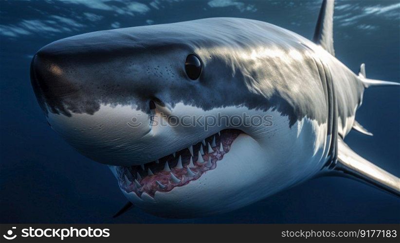 Great white shark. Illustration Generative AI