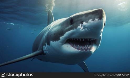 Great white shark. Illustration Generative AI