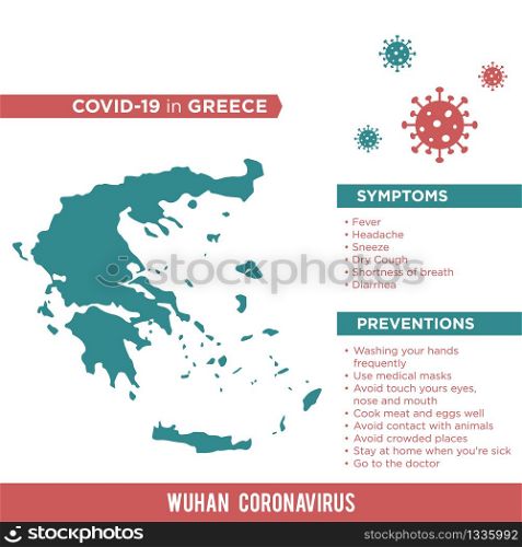Greece Europe Country Map. Covid-29, Corona Virus Map Infographic Vector Template EPS 10.