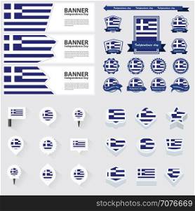 greece independence day, infographic, and label Set.