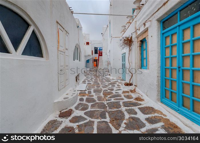Greece. Mykonos. Typical architecture.. Traditional white Greek houses on the island of Mykonos. Greece. Chora.