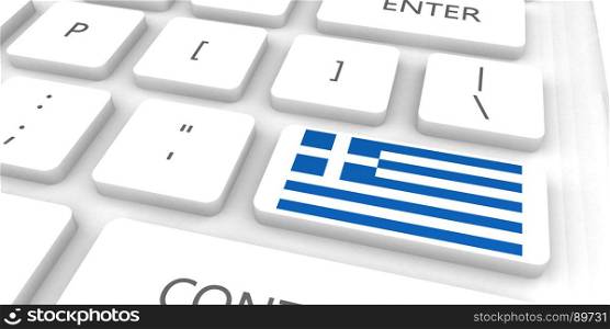 Greece Racing to the Future with Man Holding Flag. Greece Racing to the Future