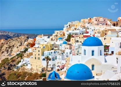 Greece, Santorini Island. Scenic view of Oia town. Greek landscape