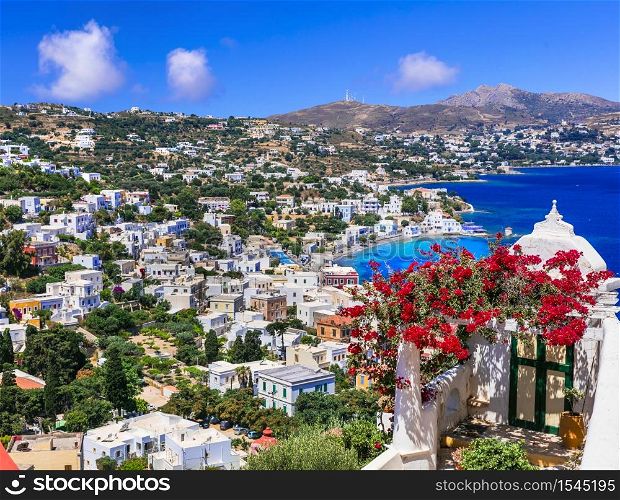 Greece travel and summer holidays. Picturesque sea view of Agia marina. Beautiful Leros island in Dodecanese. . Leros island, Greece, Dodecanese
