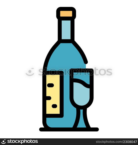 Greece wine bottle icon. Outline greece wine bottle vector icon color flat isolated. Greece wine bottle icon color outline vector