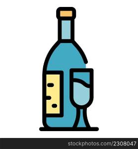 Greece wine bottle icon. Outline greece wine bottle vector icon color flat isolated. Greece wine bottle icon color outline vector