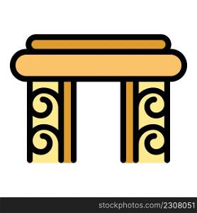 Greek ancient column icon. Outline greek ancient column vector icon color flat isolated. Greek ancient column icon color outline vector