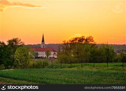 Greek-catholic cathedral in Krizevci, Croatia - sunset view