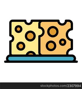 Greek cheese icon. Outline greek cheese vector icon color flat isolated. Greek cheese icon color outline vector