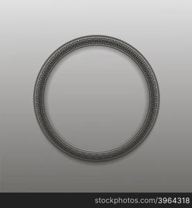 Greek Circle Frame Isolated on Grey Background. Greek Circle Frame Isolated