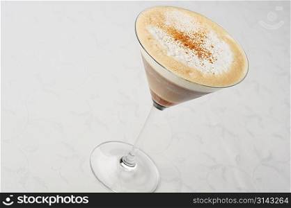 Greek cold coffee - frappe in a tall glass