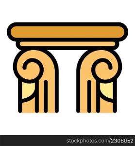 Greek column icon. Outline greek column vector icon color flat isolated. Greek column icon color outline vector