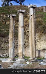 Greek columns in Asklepion, Bergama, Turkey