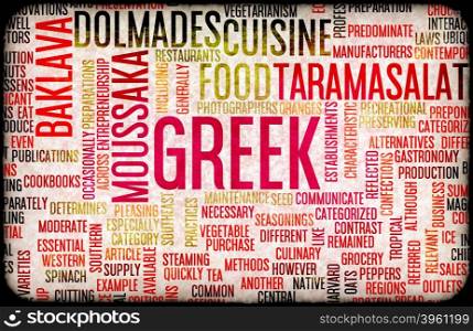 Greek Food and Cuisine Menu Background with Local Dishes. Greek Food Menu