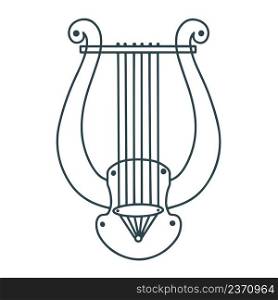 Greek harp musical instrument vector illustration. Beautiful string instrument melodic sounding isolated object doodle style. Greek harp musical instrument vector illustration
