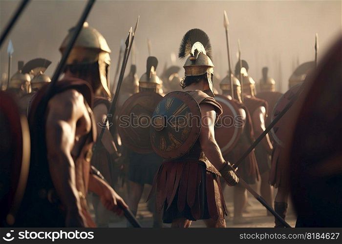 Greek Hoplite  Warriors battalion created by generative AI 