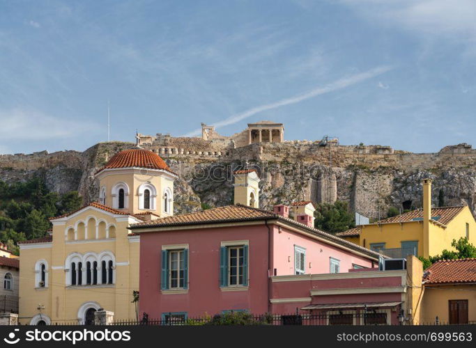 Greek Orthodox church by Roman Agora in Athens to Archangel Michael and Virgin mary in Dexippou Street. Taxiarches - Panagia Grigorousa Greek Orthodox church in Athens Greece