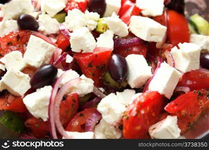 greek salad healthy food fresh vegetable salad and fork