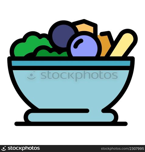 Greek salad icon. Outline greek salad vector icon color flat isolated. Greek salad icon color outline vector