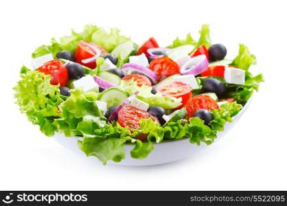 greek salad on white background