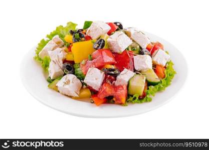 Greek salad with feta, tomatoes, olives
