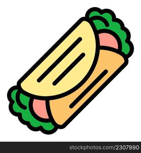 Greek sandwich icon. Outline greek sandwich vector icon color flat isolated. Greek sandwich icon color outline vector