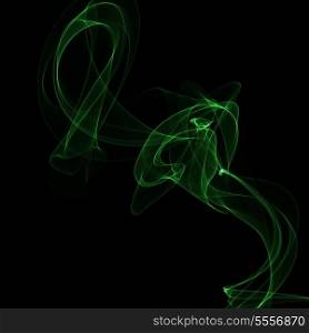 Green abstract smoke on black