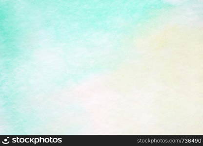 Green abstract watercolor painting textured on white paper background, art and craft design background