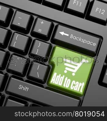 Green add to cart enter button image with hi-res rendered artwork that could be used for any graphic design.