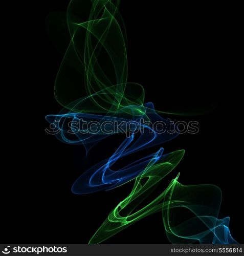 Green and blue abstract smoke on black wallpaper